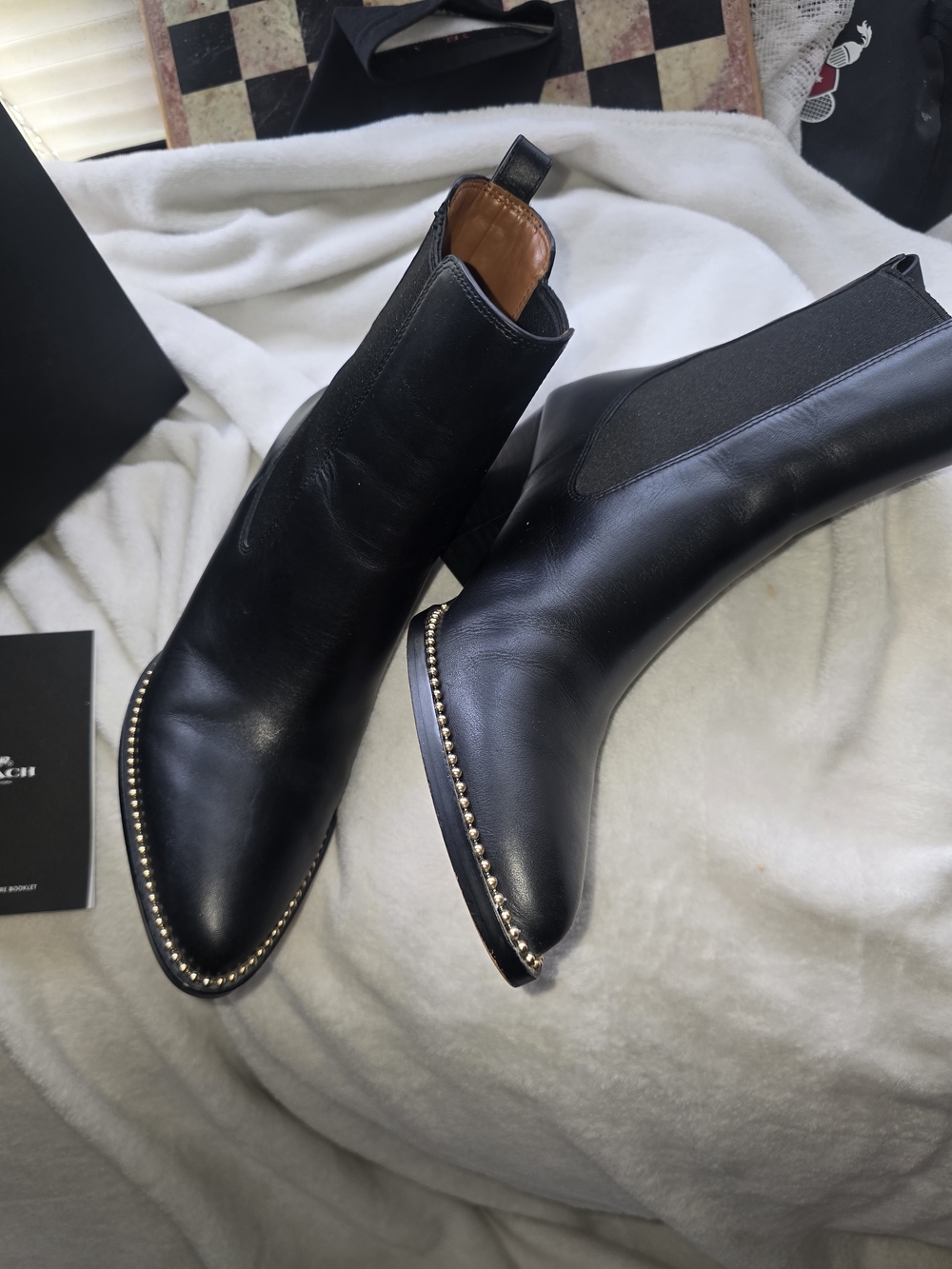 Coach Women's Black Leather Pointed Chelsea Boots - Picture 6 of 7